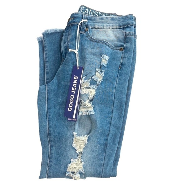 Gogo Jeans - Mid Rise Distressed Ankle Jeans - Picture 6 of 10